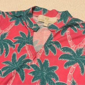 Simply Southern Pink and Green Palm Dress Girls Medium